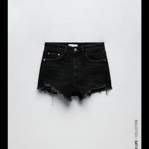 Black denim shorts